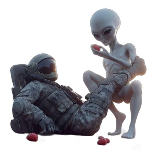 robot, creature, concept art, 3d render transparent PNG cut-out