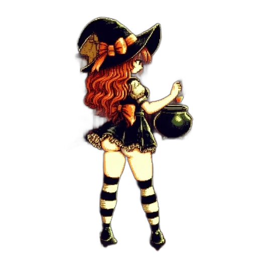 staff, hat, pixel art, fantasy art transparent PNG cut-out