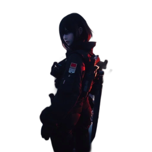 jacket, weapon, robot, staff transparent PNG cut-out