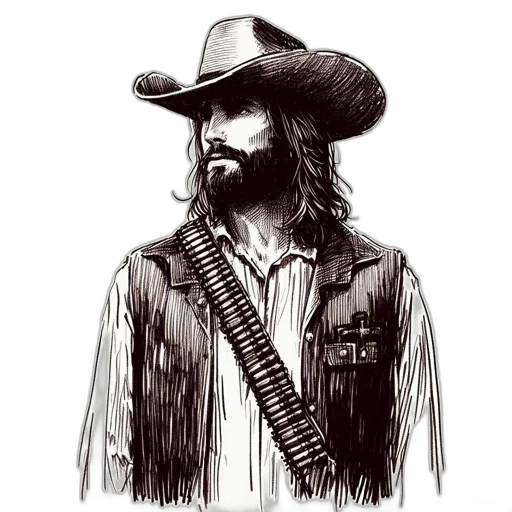 jacket, hat, weapon, comic book art transparent PNG cut-out