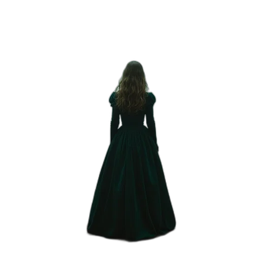 dress, crown, hair, staff transparent PNG cut-out