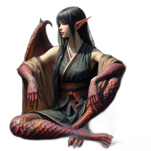 dragon, creature, staff, fantasy art transparent PNG cut-out
