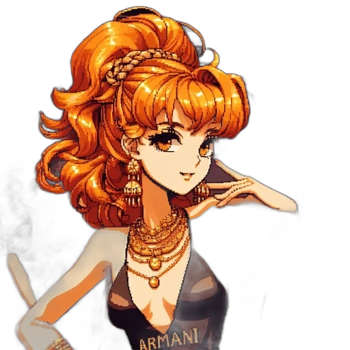 dress, crown, staff, pixel art transparent PNG cut-out