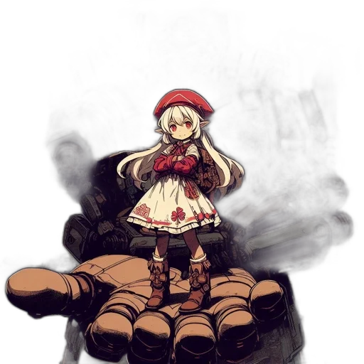 dress, hat, weapon, robot transparent PNG cut-out