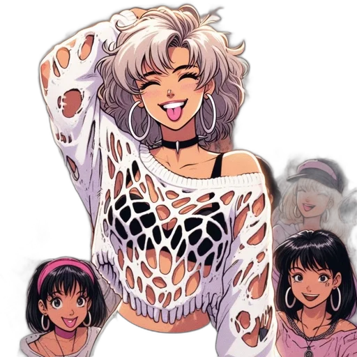 dress, jewelry, vaporwave, anime transparent PNG cut-out