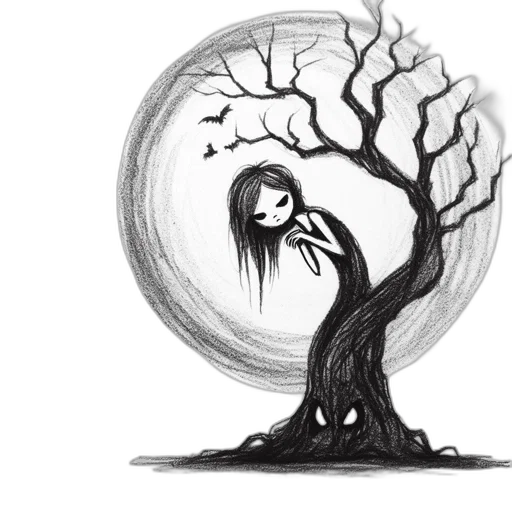 tree, creature, dress, fantasy art transparent PNG cut-out