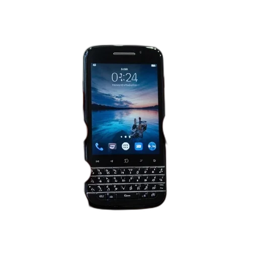 blackberry, phone, hand, displayed transparent PNG cut-out