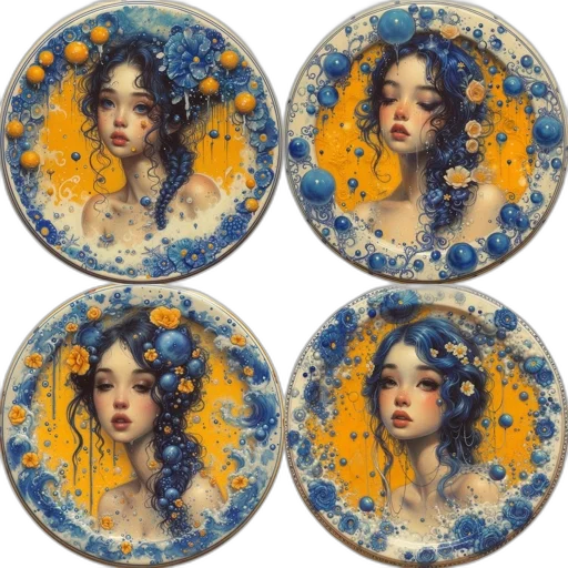 jewelry, fantasy art, oil painting, blue transparent PNG cut-out