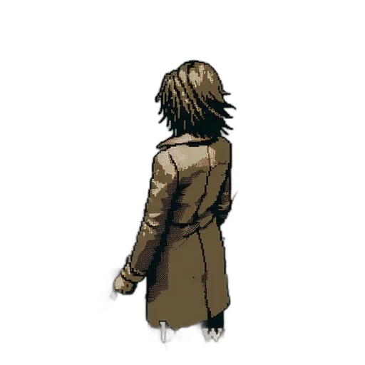 jacket, hair, staff, weapon transparent PNG cut-out