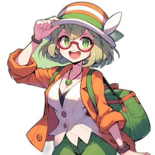 hat, jacket, staff, creature transparent PNG cut-out