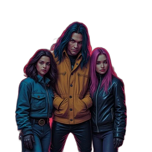 jacket, cyberpunk, comic book art, concept art transparent PNG cut-out