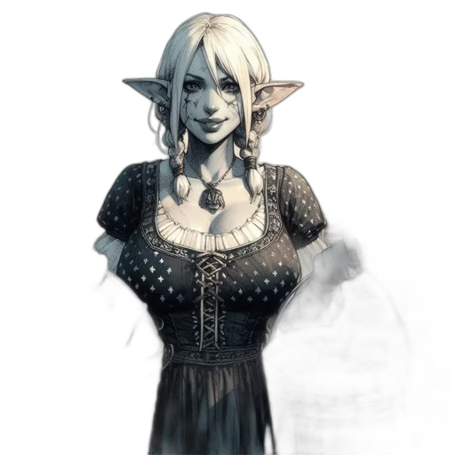 dress, staff, jewelry, face transparent PNG cut-out