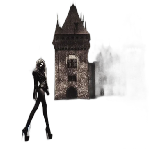 dress, staff, building, robot transparent PNG cut-out