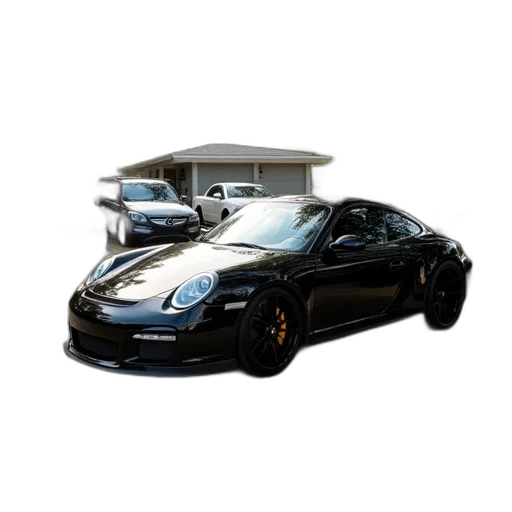 car, photorealistic, 3d render, black transparent PNG cut-out