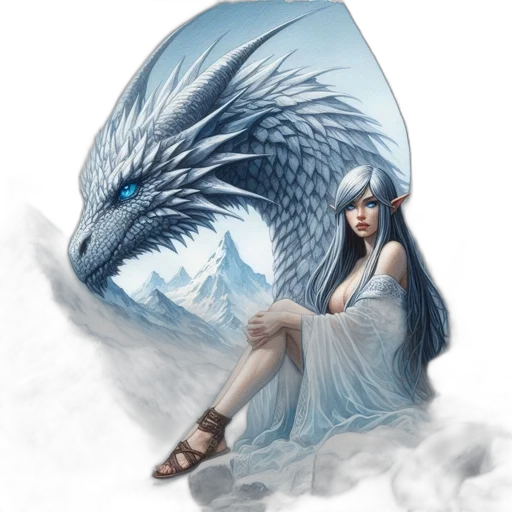 dragon, dress, creature, sword transparent PNG cut-out
