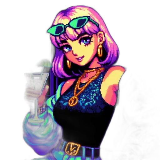 jewelry, staff, bottle, vaporwave transparent PNG cut-out