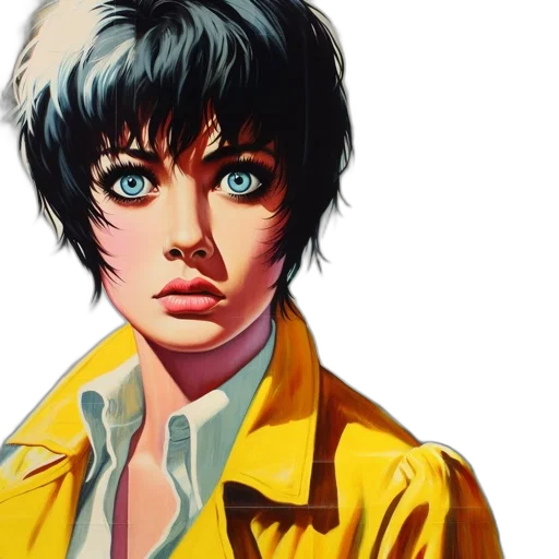 jacket, face, photorealistic, comic book art transparent PNG cut-out
