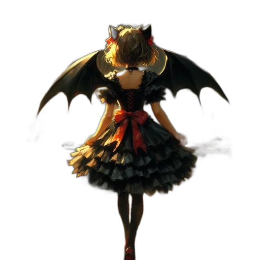 dragon, dress, creature, staff transparent PNG cut-out