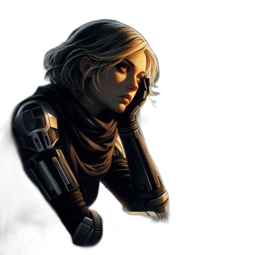 robot, jacket, face, comic book art transparent PNG cut-out