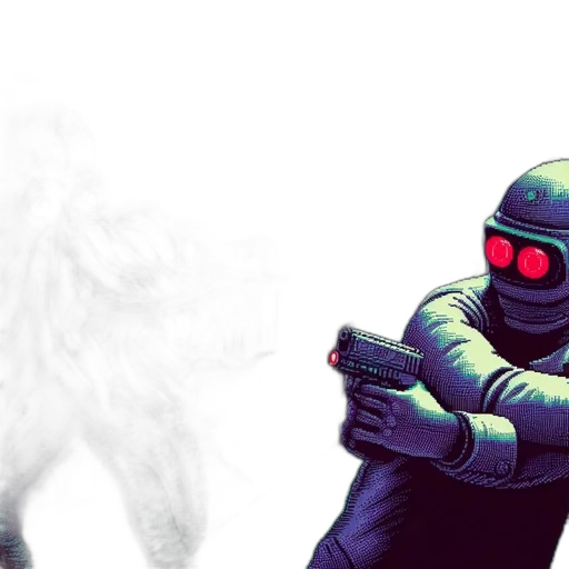 robot, mask, weapon, creature transparent PNG cut-out