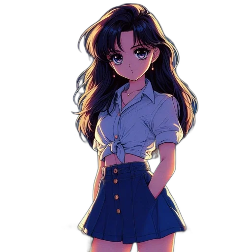 dress, jacket, staff, anime transparent PNG cut-out