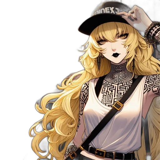 hat, staff, anime, fantasy art transparent PNG cut-out