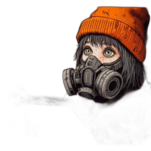 mask, face, jacket, watercolor transparent PNG cut-out