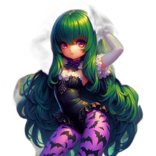 dress, hair, dragon, staff transparent PNG cut-out