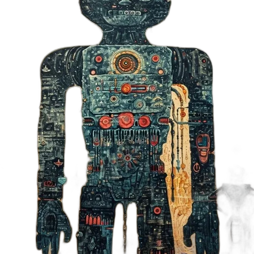 robot, mask, jacket, staff transparent PNG cut-out