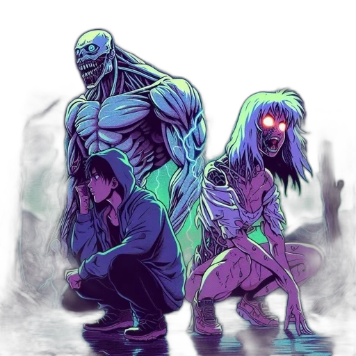 concept art, comic book art, cyberpunk, fantasy art transparent PNG cut-out