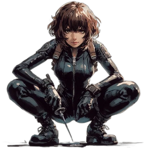 robot, weapon, jacket, cyberpunk transparent PNG cut-out