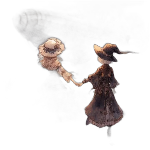 hat, staff, umbrella, dress transparent PNG cut-out