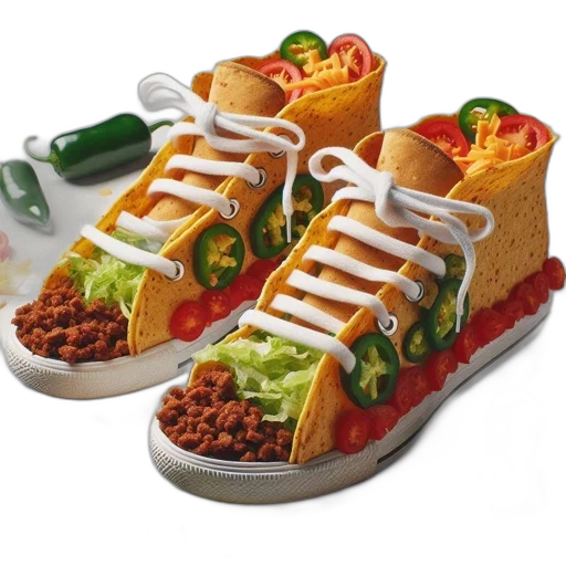 shoes, food, photorealistic, 3d render transparent PNG cut-out
