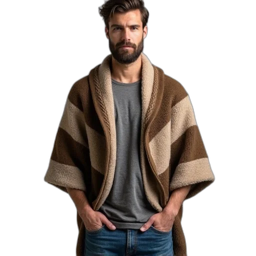 jacket, earth tones, man, wearing transparent PNG cut-out