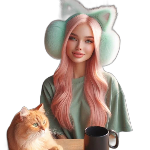 hat, dress, staff, fantasy art transparent PNG cut-out