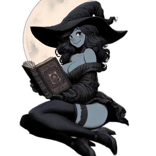 hat, dress, staff, fantasy art transparent PNG cut-out