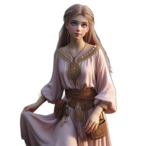 dress, jewelry, staff, fantasy art transparent PNG cut-out