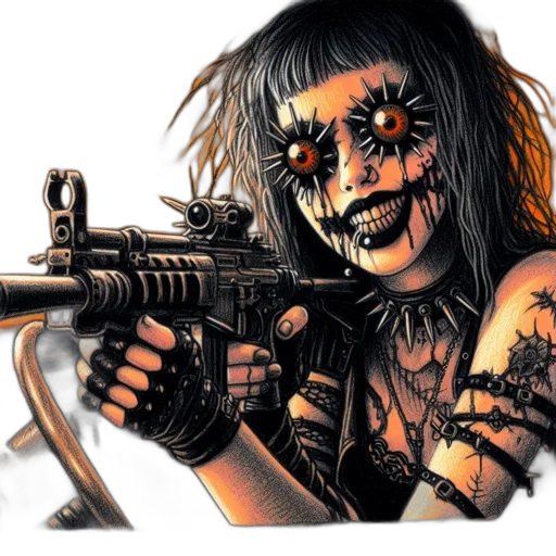 weapon, comic book art, concept art, cyberpunk transparent PNG cut-out