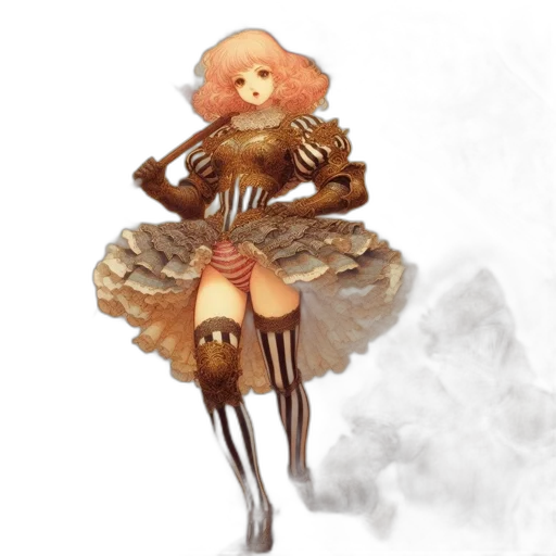 dress, creature, staff, robot transparent PNG cut-out