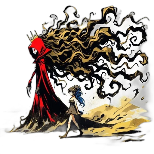hair, creature, dress, mask transparent PNG cut-out