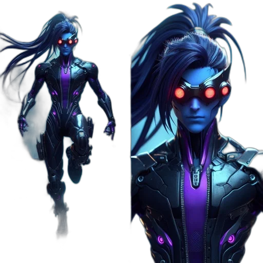 robot, concept art, cyberpunk, comic book art transparent PNG cut-out