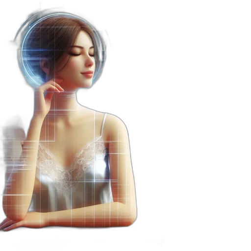 robot, dress, jewelry, photorealistic transparent PNG cut-out