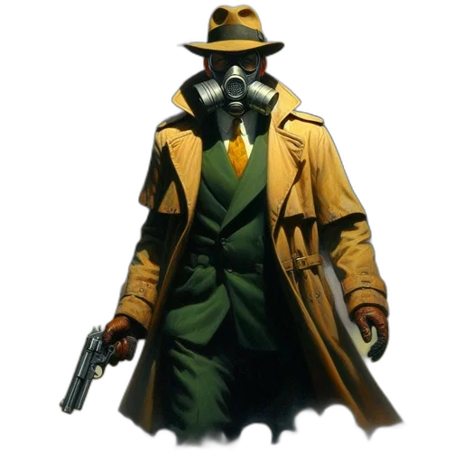 jacket, mask, weapon, staff transparent PNG cut-out