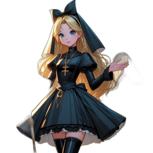 dress, staff, anime, fantasy art transparent PNG cut-out