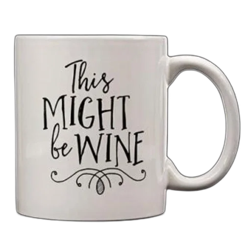 white, mug, phrase, might transparent PNG cut-out