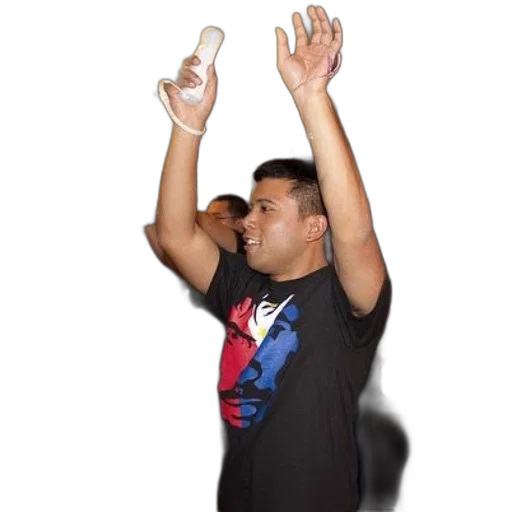 bottle, man, black, t-shirt transparent PNG cut-out