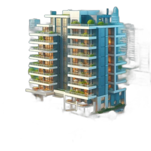 building, 3d render, concept art, photorealistic transparent PNG cut-out