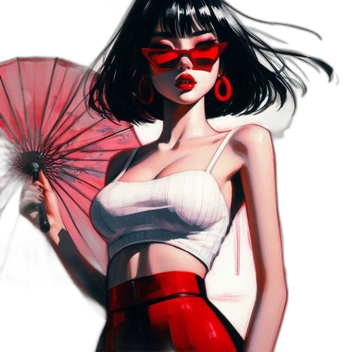 umbrella, mask, dress, comic book art transparent PNG cut-out