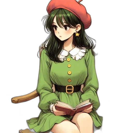staff, hat, dress, weapon transparent PNG cut-out