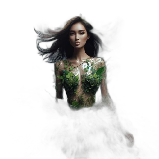 dress, dragon, hair, fantasy art transparent PNG cut-out